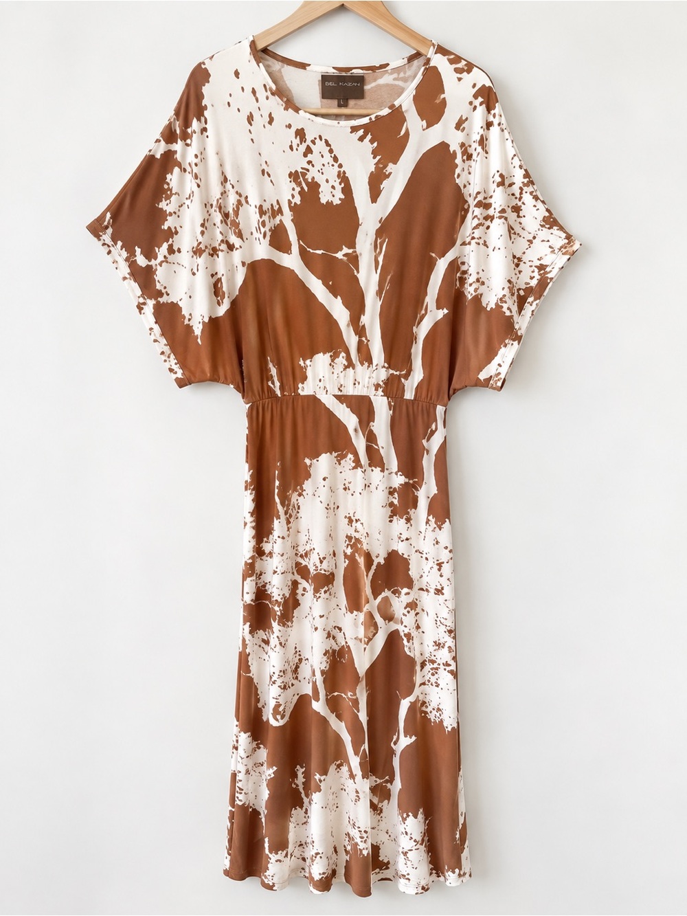 Bel Kazan (L) Brown & White Tree Motif Printed Relaxed Dress